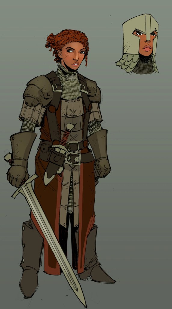 Concept art of Reya Mantlemorn by Max Dunbar